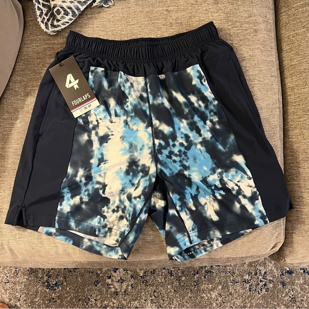 Fourlaps Bolt Short, Blue Print Lined 7” Small